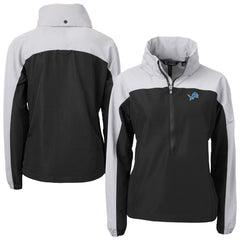 Detroit Lions Cutter & Buck Women's Charter Eco Recycled Half-Zip Hooded Anorak Jacket | NFL On sale