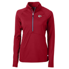 Kansas City Chiefs Cutter & Buck Women's Adapt Eco Knit Stretch Recycled Raglan Half-Zip Top | NFL Discount