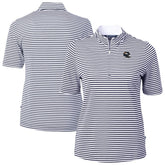 Denver Broncos Cutter & Buck Women's Virtue Eco Pique Stripe Recycled Quarter-Zip Top | NFL Discount