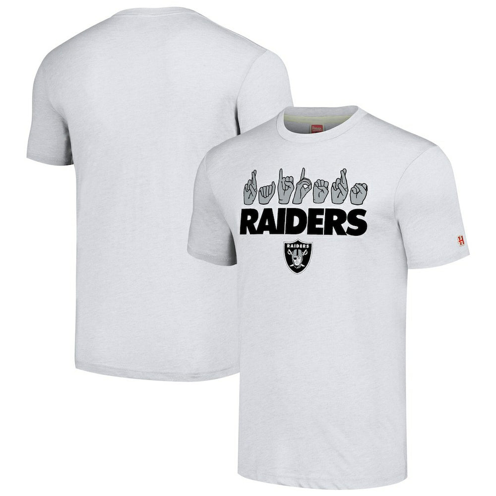 Las Vegas Raiders Homage Unisex The NFL ASL Collection by Love Sign American Sign Language T-Shirt | NFL Outlet