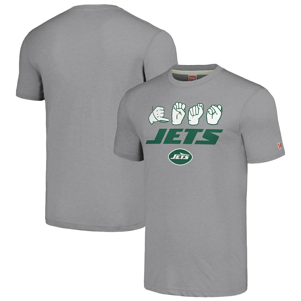 New York Jets Homage Unisex The NFL ASL Collection by Love Sign American Sign Language T-Shirt | NFL On sale