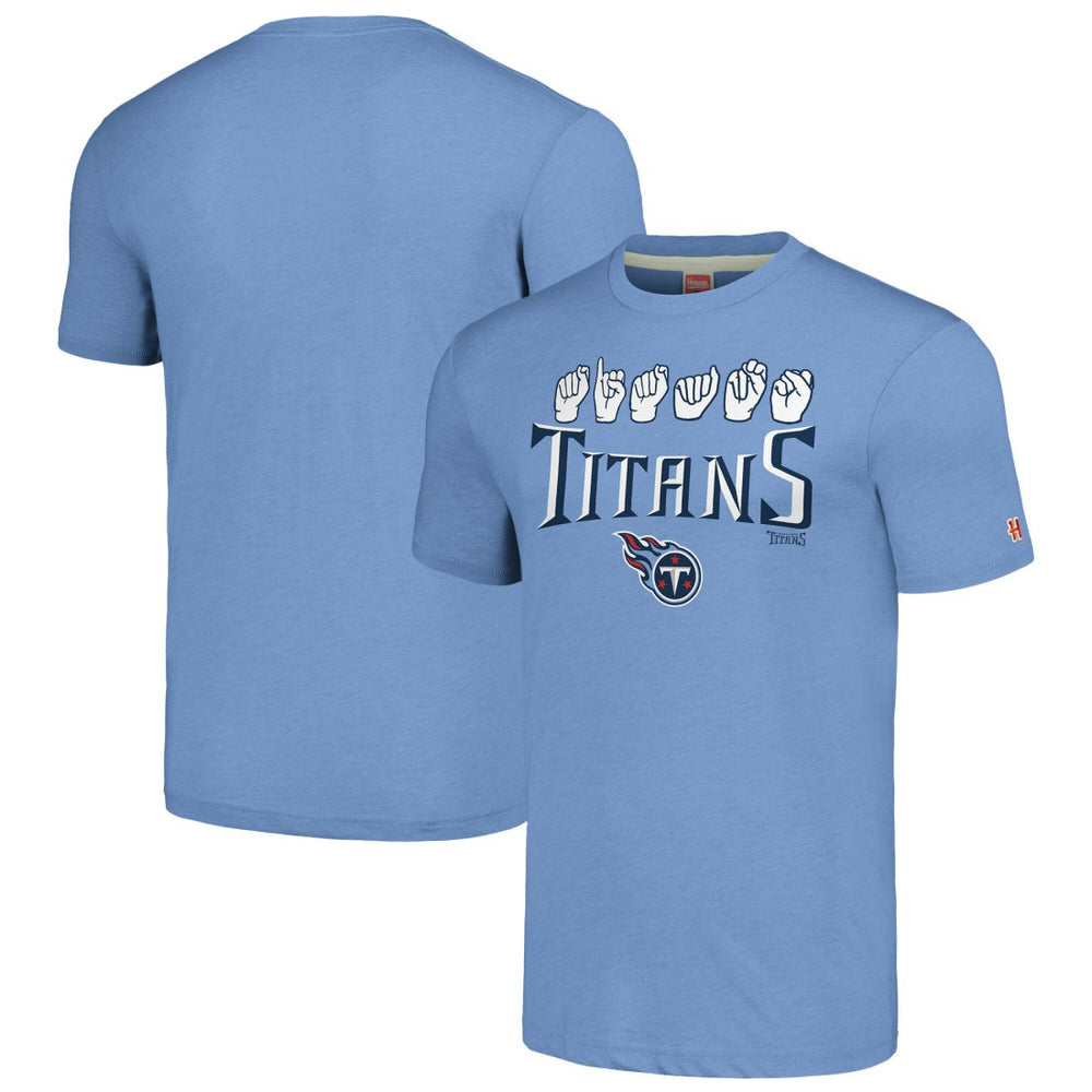 Tennessee Titans Homage Unisex The NFL ASL Collection by Love Sign American Sign Language T-Shirt | NFL On sale