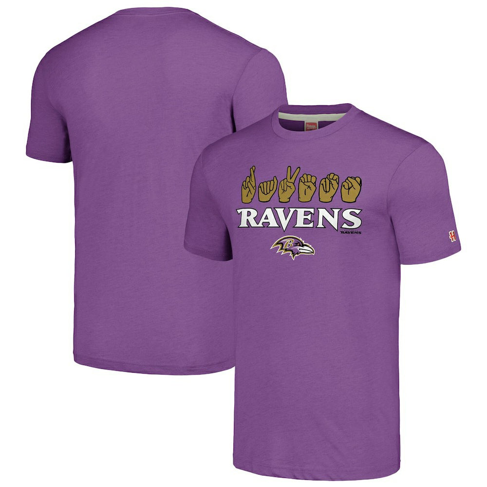 Baltimore Ravens Homage Unisex The NFL ASL Collection by Love Sign American Sign Language T-Shirt | NFL New