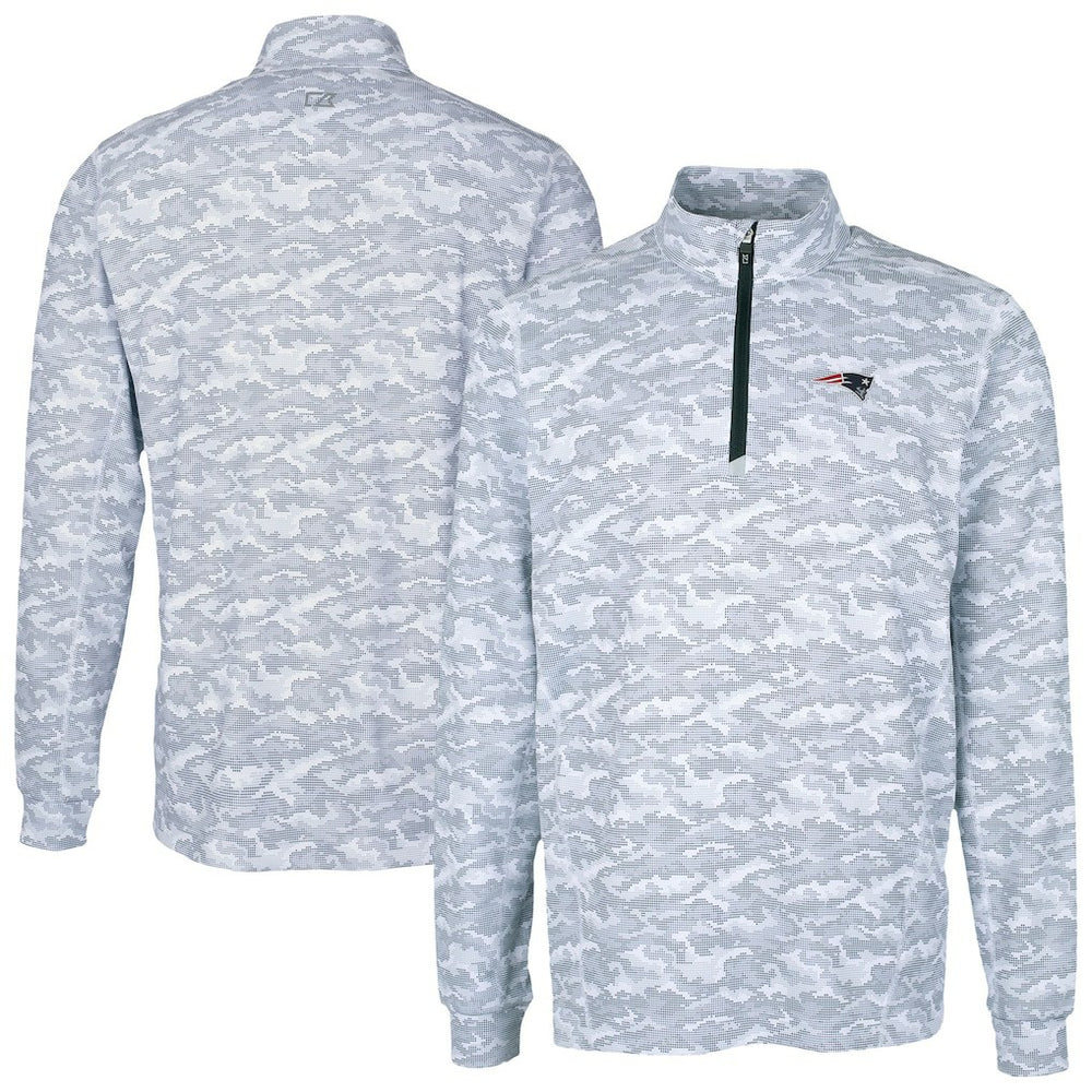 New England Patriots Cutter & Buck Traverse Camo Print Stretch Quarter-Zip Top | NFL Outlet