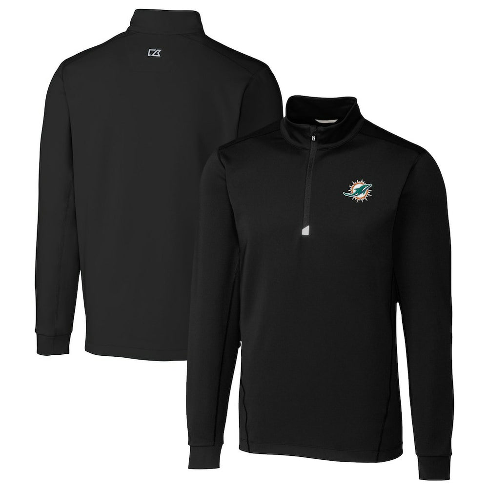 Miami Dolphins Cutter & Buck Big & Tall Traverse Eco Tri-Blend DryTec Quarter-Zip Jacket | NFL Hot