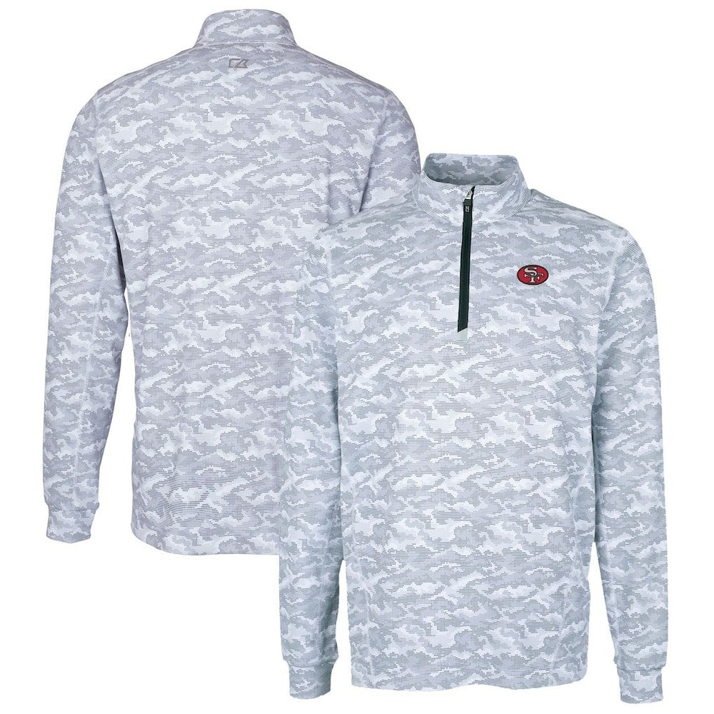 San Francisco 49ers Cutter & Buck Big & Tall Traverse Eco Camo Tri-Blend DryTec Quarter-Zip Jacket | NFL Discount