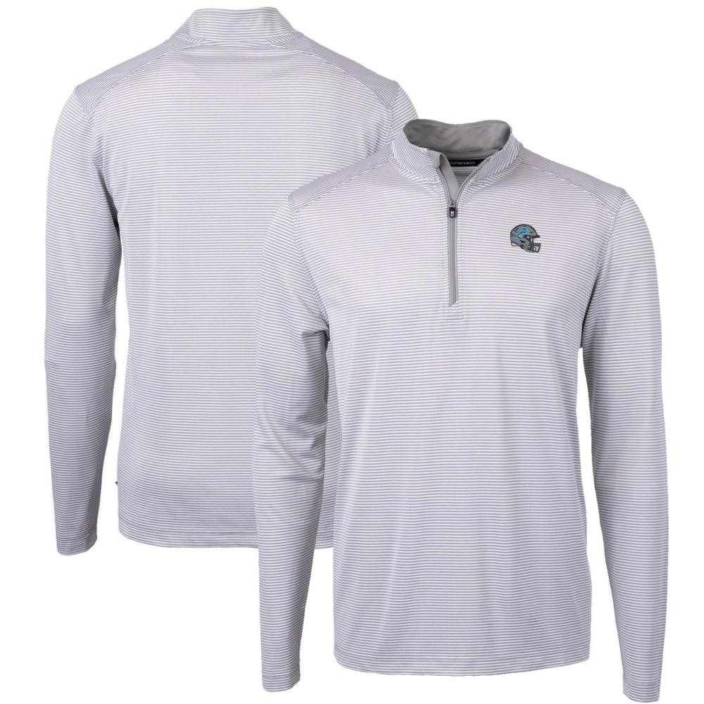 Detroit Lions Cutter & Buck Big & Tall Virtue Eco Pique Micro Stripe Tri-Blend Quarter-Zip Jacket | NFL Outlet