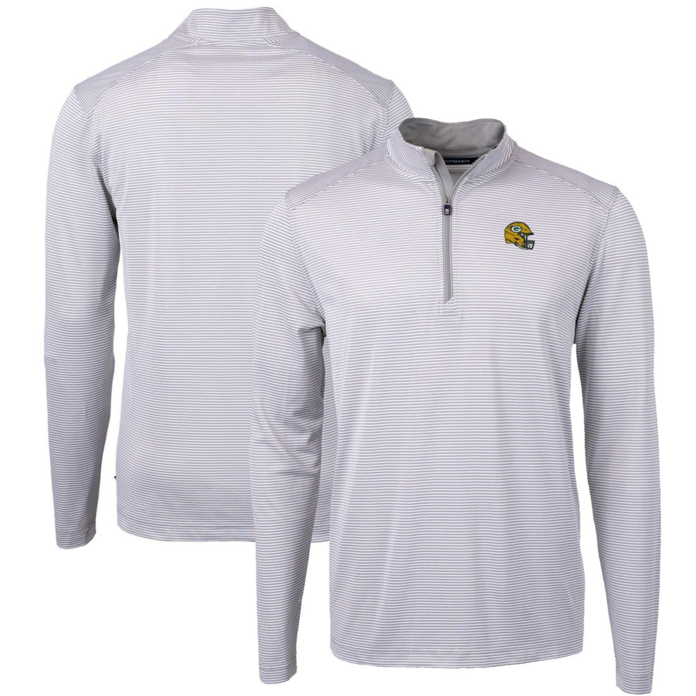 Green Bay Packers Cutter & Buck Big & Tall Virtue Eco Pique Micro Stripe Tri-Blend Quarter-Zip Jacket | NFL Discount
