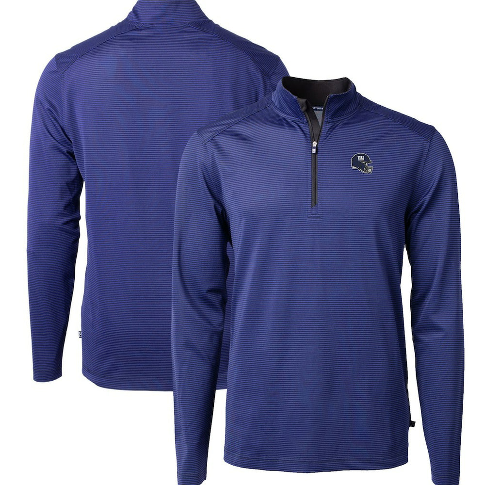 New York Giants Cutter & Buck Big & Tall Virtue Eco Pique Micro Stripe Tri-Blend Quarter-Zip Jacket | NFL Outlet