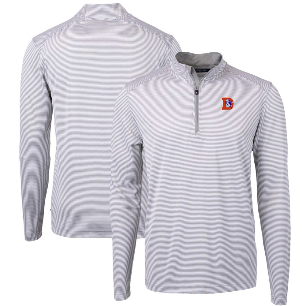 Denver Broncos Cutter & Buck Big & Tall Virtue Eco Pique Micro Stripe Tri-Blend Quarter-Zip Jacket | NFL Discount
