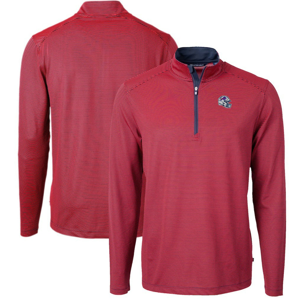 Buffalo Bills Cutter & Buck Big & Tall Virtue Eco Pique Micro Stripe Tri-Blend Quarter-Zip Jacket | NFL Outlet