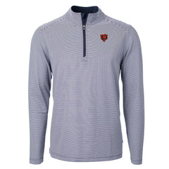 Chicago Bears Cutter & Buck Big & Tall Virtue Eco Pique Micro Stripe Tri-Blend Quarter-Zip Jacket | NFL Outlet