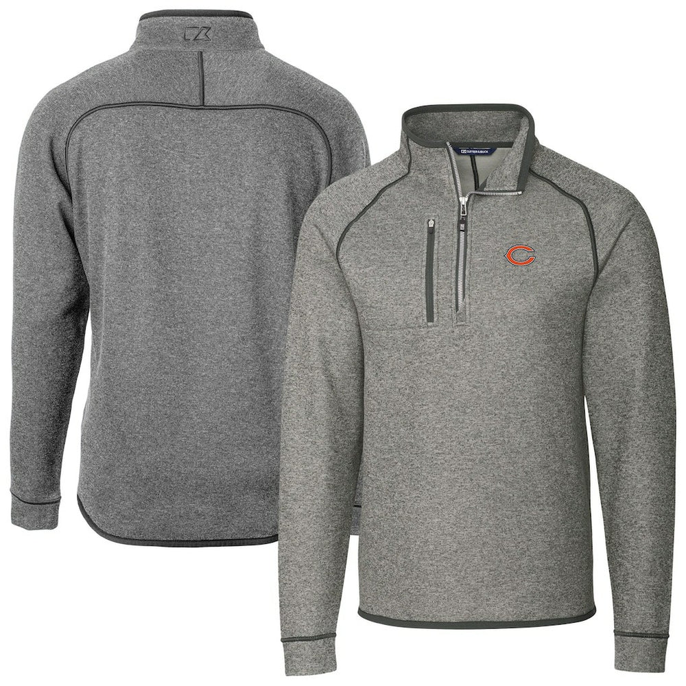 Chicago Bears Cutter & Buck Big & Tall Mainsail Sweater-Knit Half-Zip Jacket | NFL Discount