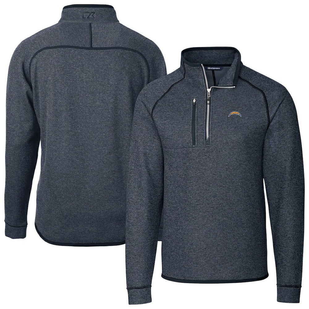 Los Angeles Chargers Cutter & Buck Big & Tall Mainsail Sweater-Knit Raglan Half-Zip Jacket | NFL US