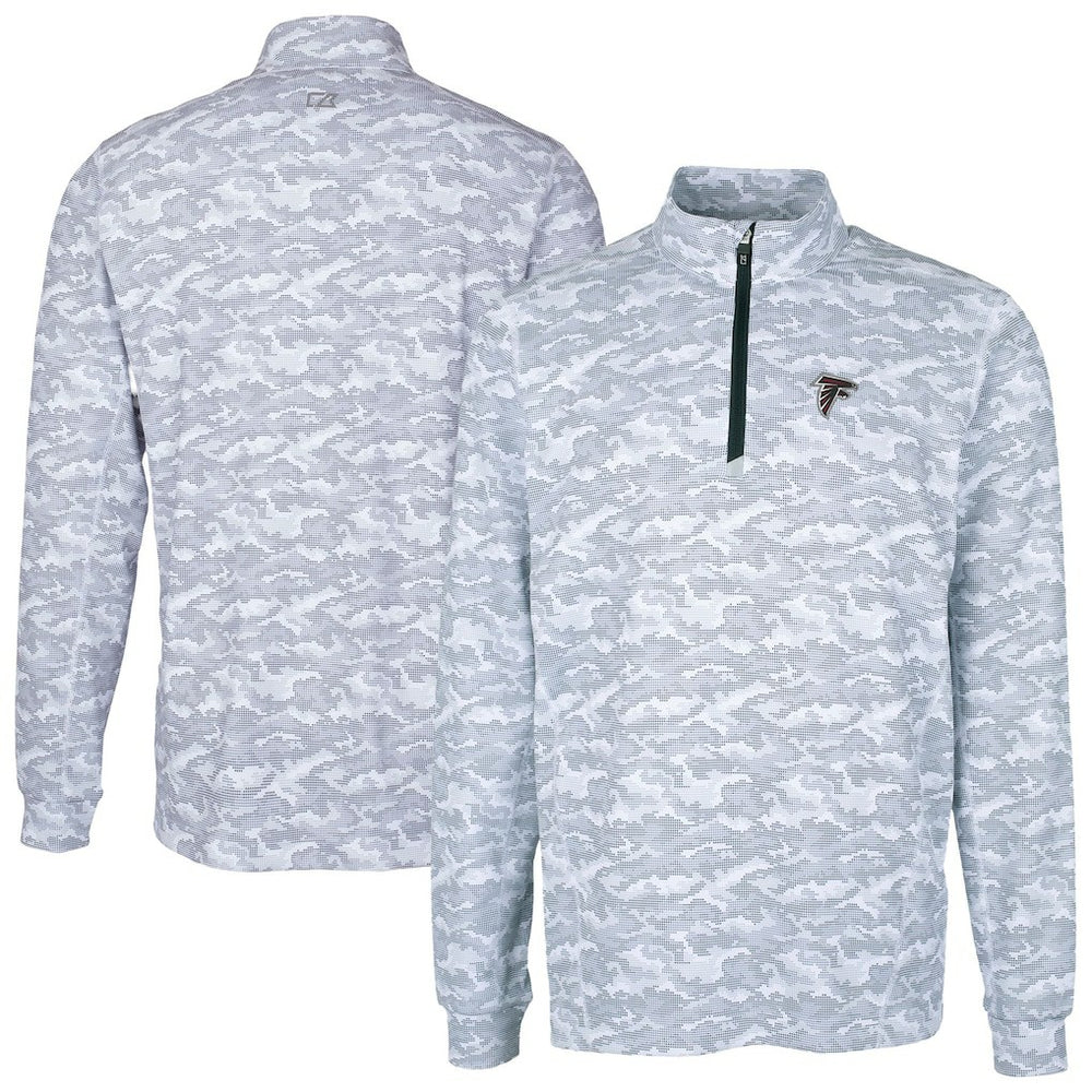 Atlanta Falcons Cutter & Buck Big & Tall Traverse Eco Camo Tri-Blend DryTec Quarter-Zip Jacket | NFL Sale