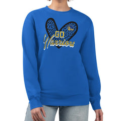 Royal Golden State Warriors G-III 4Her by Carl Banks Women's Leopard Heart Fleece Pullover Sweatshirt sale | NBA