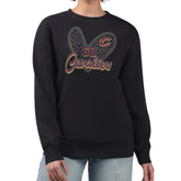 Black Cleveland Cavaliers G-III 4Her by Carl Banks Women's Leopard Heart Fleece Pullover Sweatshirt sale | NBA