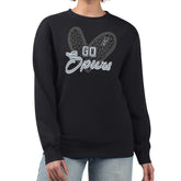 Black San Antonio Spurs G-III 4Her by Carl Banks Women's Leopard Heart Fleece Pullover Sweatshirt | NBA