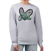 Heather Gray Boston Celtics G-III 4Her by Carl Banks Women's Leopard Heart Fleece Pullover Sweatshirt | NBA