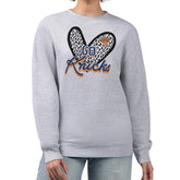 Heather Gray New York Knicks G-III 4Her by Carl Banks Women's Leopard Heart Fleece Pullover Sweatshirt | NBA