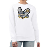White Denver Nuggets G-III 4Her by Carl Banks Women's Leopard Heart Fleece Pullover Sweatshirt sale | NBA