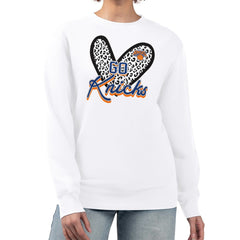 White New York Knicks G-III 4Her by Carl Banks Women's Leopard Heart Fleece Pullover Sweatshirt | NBA