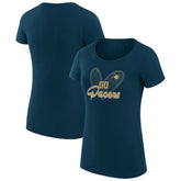 Navy Indiana Pacers G-III 4Her by Carl Banks Women's Super-Slim Fit Lightweight Leopard Heart T-Shirt | NBA