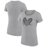 Heather Gray Golden State Warriors G-III 4Her by Carl Banks Women's Super-Slim Fit Lightweight Leopard Heart T-Shirt sale | NBA