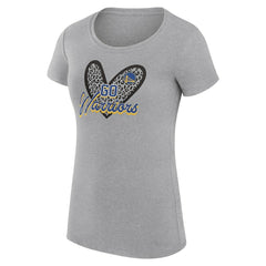 Heather Gray Golden State Warriors G-III 4Her by Carl Banks Women's Super-Slim Fit Lightweight Leopard Heart T-Shirt sale | NBA