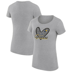 Heather Gray Indiana Pacers G-III 4Her by Carl Banks Women's Super-Slim Fit Lightweight Leopard Heart T-Shirt | NBA