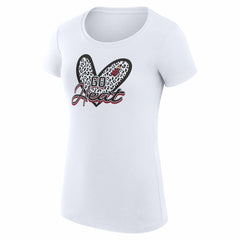 White Miami Heat G-III 4Her by Carl Banks Women's Super-Slim Fit Lightweight Leopard Heart T-Shirt | NBA