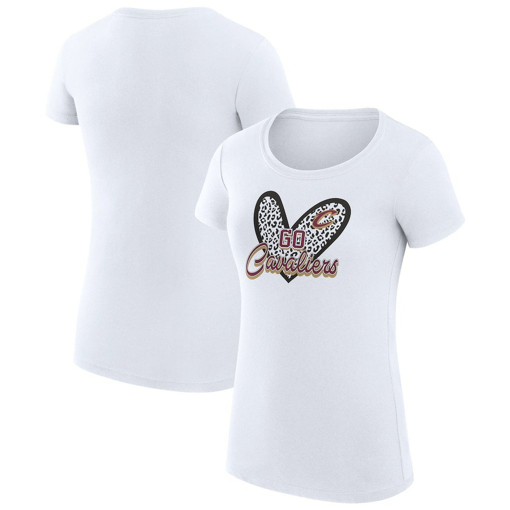 White Cleveland Cavaliers G-III 4Her by Carl Banks Women's Super-Slim Fit Lightweight Leopard Heart T-Shirt sale | NBA