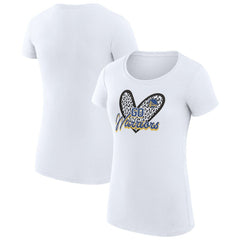 White Golden State Warriors G-III 4Her by Carl Banks Women's Super-Slim Fit Lightweight Leopard Heart T-Shirt sale | NBA