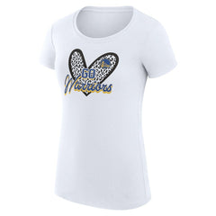 White Golden State Warriors G-III 4Her by Carl Banks Women's Super-Slim Fit Lightweight Leopard Heart T-Shirt sale | NBA