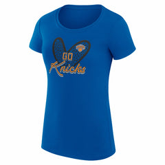 Blue New York Knicks G-III 4Her by Carl Banks Women's Super-Slim Fit Lightweight Leopard Heart T-Shirt | NBA