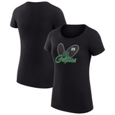 Black Boston Celtics G-III 4Her by Carl Banks Women's Super-Slim Fit Lightweight Leopard Heart T-Shirt | NBA