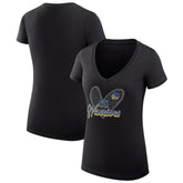 Black Golden State Warriors G-III 4Her by Carl Banks Women's Super-Slim Fit Lightweight Leopard Heart V-Neck T-Shirt sale | NBA