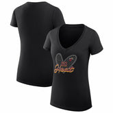 Black Miami Heat G-III 4Her by Carl Banks Women's Super-Slim Fit Lightweight Leopard Heart V-Neck T-Shirt | NBA