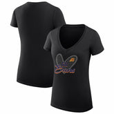 Black Phoenix Suns G-III 4Her by Carl Banks Women's Super-Slim Fit Lightweight Leopard Heart V-Neck T-Shirt | NBA