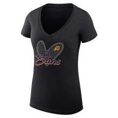 Black Phoenix Suns G-III 4Her by Carl Banks Women's Super-Slim Fit Lightweight Leopard Heart V-Neck T-Shirt | NBA