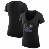 Black Sacramento Kings G-III 4Her by Carl Banks Women's Super-Slim Fit Lightweight Leopard Heart V-Neck T-Shirt | NBA