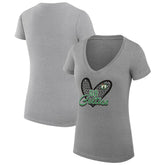 Heather Gray Boston Celtics G-III 4Her by Carl Banks Women's Super-Slim Fit Lightweight Leopard Heart V-Neck T-Shirt | NBA