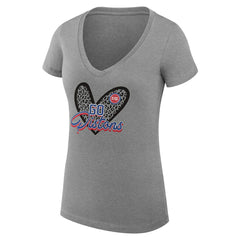 Heather Gray Detroit Pistons G-III 4Her by Carl Banks Women's Super-Slim Fit Lightweight Leopard Heart V-Neck T-Shirt sale | NBA