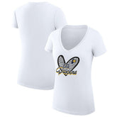 White Indiana Pacers G-III 4Her by Carl Banks Women's Super-Slim Fit Lightweight Leopard Heart V-Neck T-Shirt | NBA