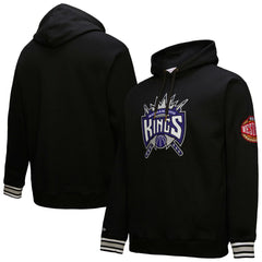 Black Sacramento Kings Chainstitch Applique Vintage Heavyweight Pullover Hoodie | NBA