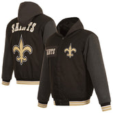New Orleans Saints JH Design Reversible Twill Hoodie Full-Zip Jacket | NFL Outlet
