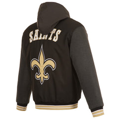 New Orleans Saints JH Design Reversible Twill Hoodie Full-Zip Jacket | NFL Outlet