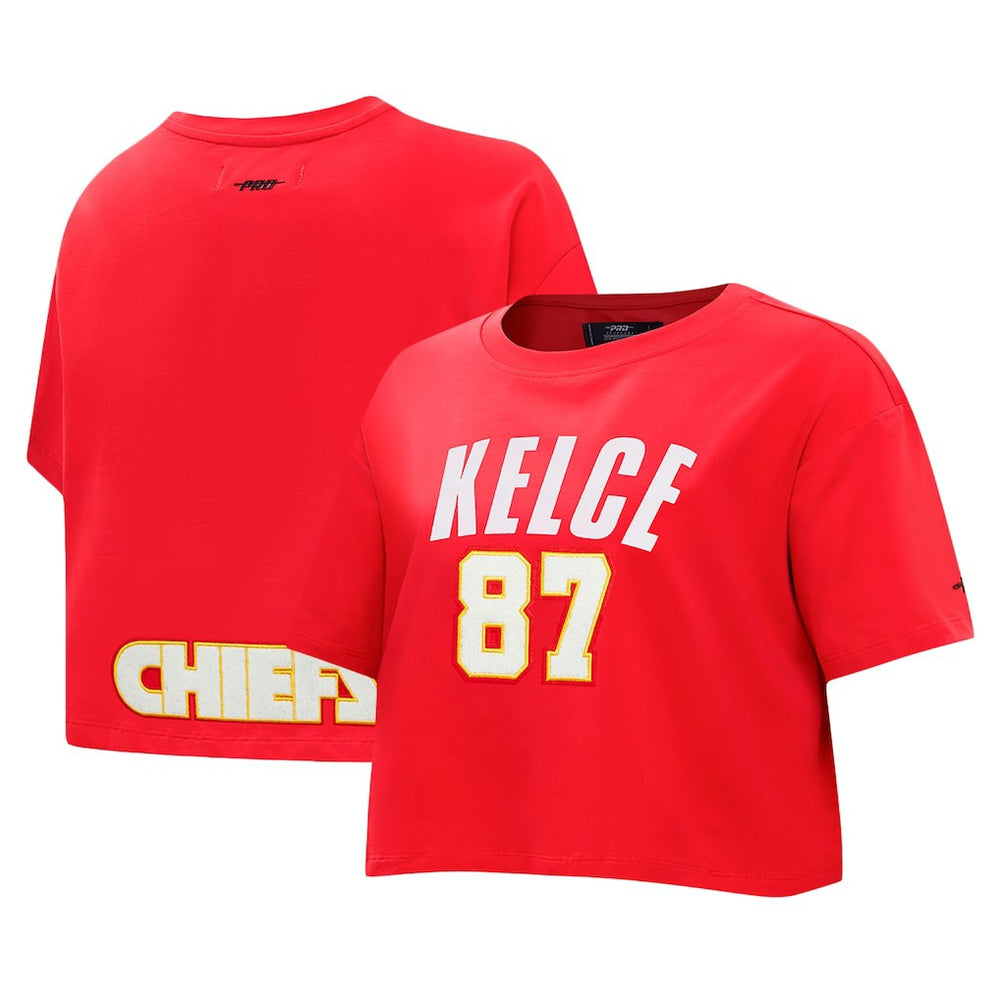 Kansas City Chiefs Travis Kelce Pro Standard Women's Player Name & Number Cropped Boxy T-Shirt | NFL Online