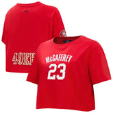 San Francisco 49ers Christian McCaffrey Pro Standard Women's Player Name & Number Cropped Boxy T-Shirt | NFL New