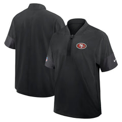 San Francisco 49ers Sideline Short Sleeve Quarter-Zip Dri-FIT Coach Jacket | NFL Discount